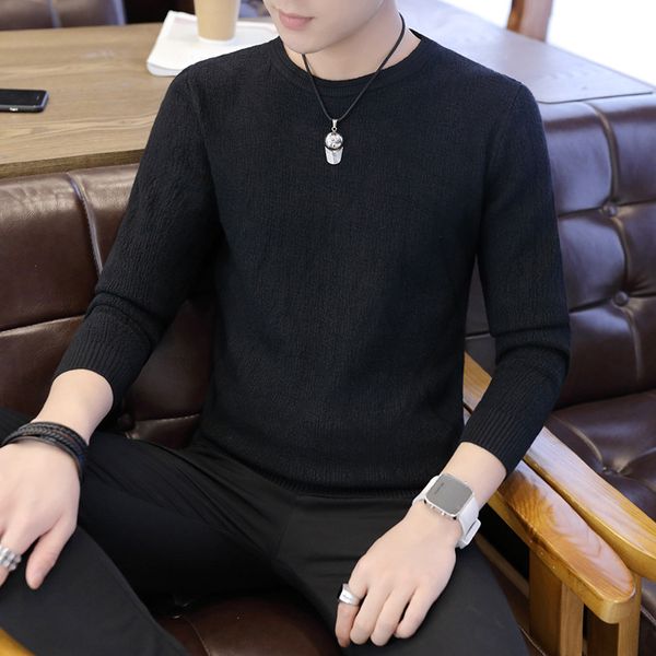 

men sweater autumn jumper knitted slim simply style sweater casual solid male winter pullover neck o black outerwear brand 2021 jmvii