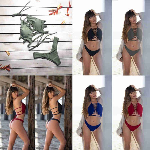 

2018 women bikini set push-up padded bra swimsuit summer fermale bandage monokini swimwear triangle bathing suit