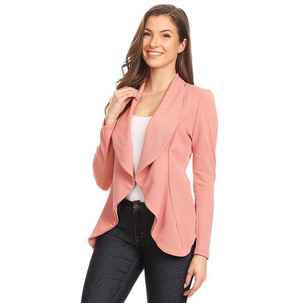 

women solid blazers cardigan coat long sleeve office ladies blazers jackets ruched asymmetrical casual business suit outwear, White;black