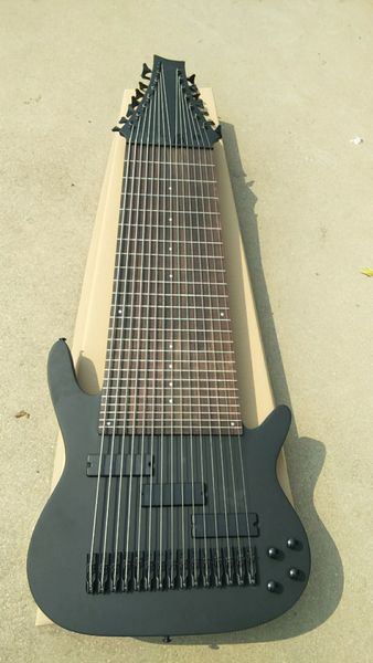 Maßgeschneiderter 15-saitiger Bass, dunkelschwarze E-Bass-Gitarre, 15-saitiger China-Bass