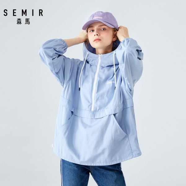 

semir пуловер куртка женщины 2019 осень новое письмо вышивка свободные негабаритные свободные повседневная куртка с капюшоном для наружного, Black;brown