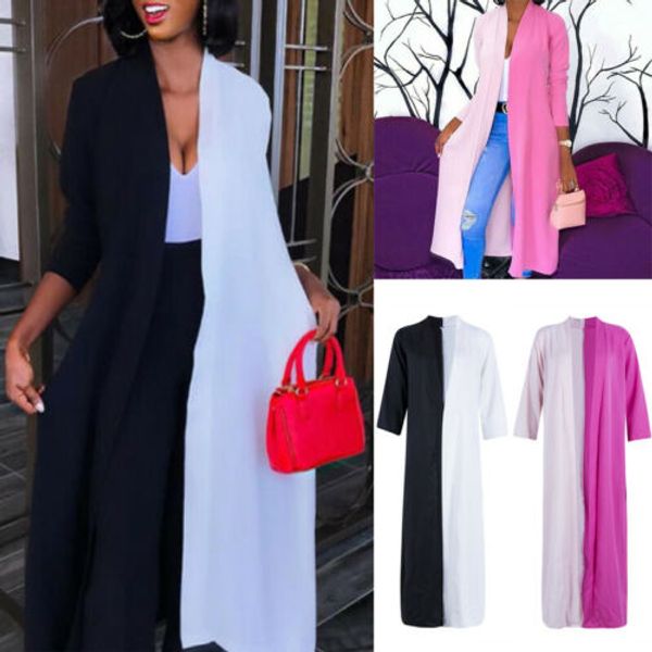 

summer women casual long cove up 2019 new women two color patchwork cotton long loose cover up, White