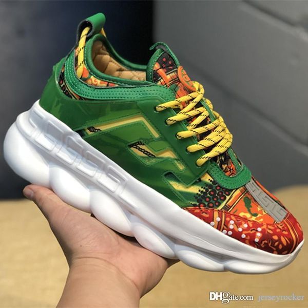 

2019 new men chain reaction sneakes luxury designer sneakers mens women sport shoes leather casual shoe trainers lightweight sole chaussures