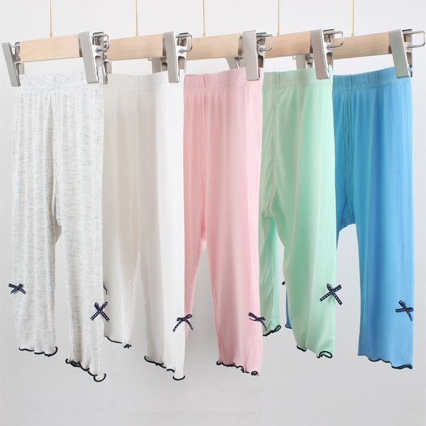 

children's leggings thin style girls modal leggings pure color bowknot tight butterfly tight baby's cropped pants children's, Blue