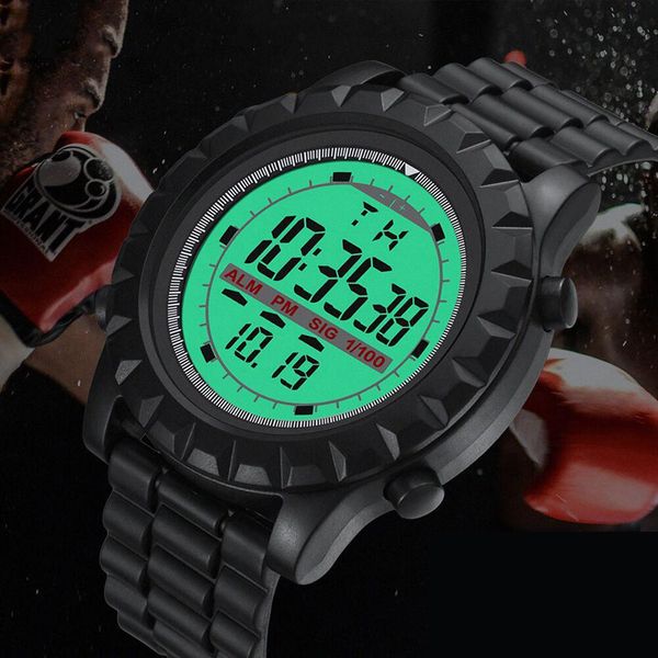 

2019 мужчины спорт водонепроницаемый неделя дата дисплей электронные наручные часы цифровые часы подарок, Slivery;brown