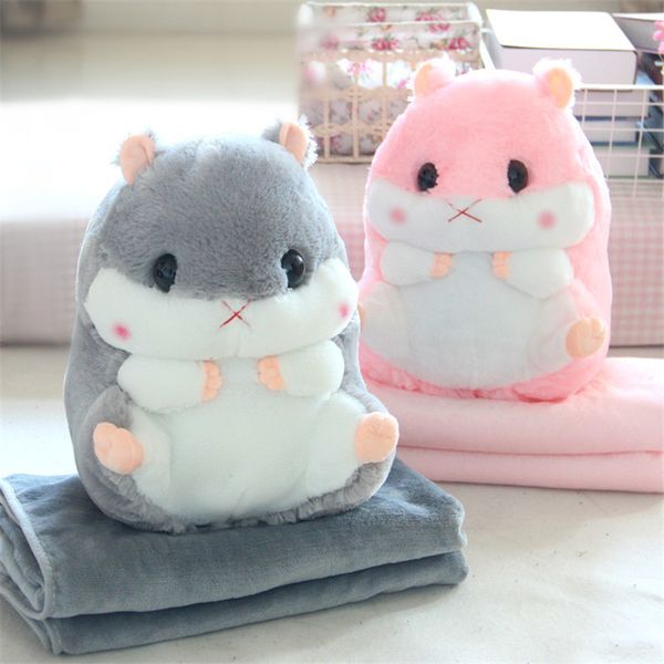 

cute pillow blanket hamster home decoration bedding coral velvet office cushion birthday gift cute filled pillow blanket
