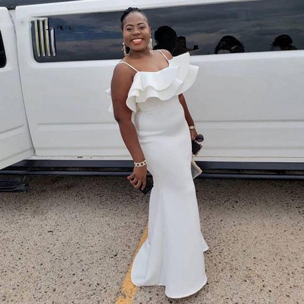 

sheath long ivory evening dresses with ruffles spaghetti straps simple women formal party gowns prom dress, Black