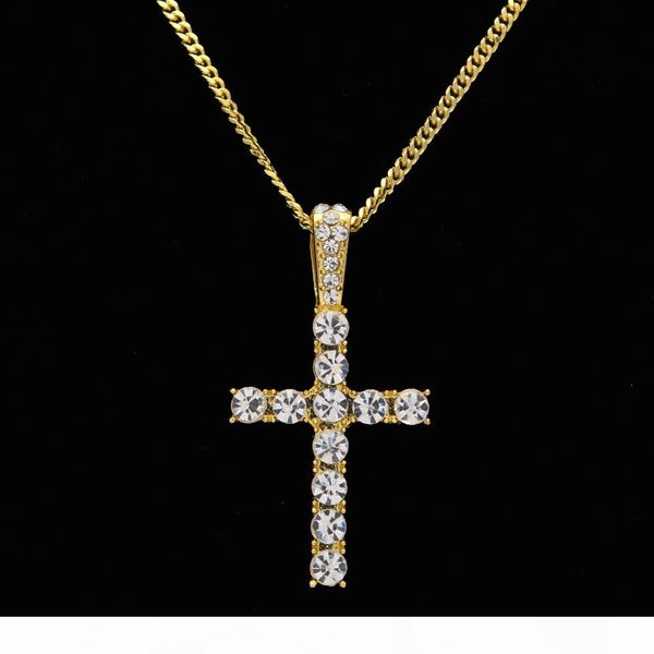 

men hiphop jewelry new style charm classic cross necklace pendant full iced out crystal rhinestones crux drop shipping, Silver
