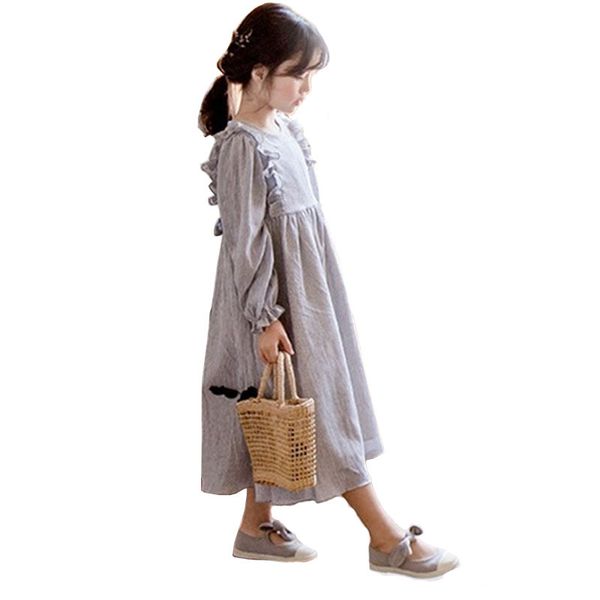 

big girls striped long dress for fall spring casual mid calf party frocks kids cotton dress teenager child clothing age 4-12yrs t200624, Red;yellow