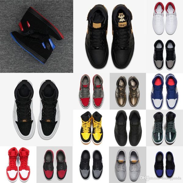

дешевые мужские jumpman 1 высоких вершин срезанного баскетбола обувь quai54 крыла bhm равенство черная белые синий ретро 1s кроссовки ботино