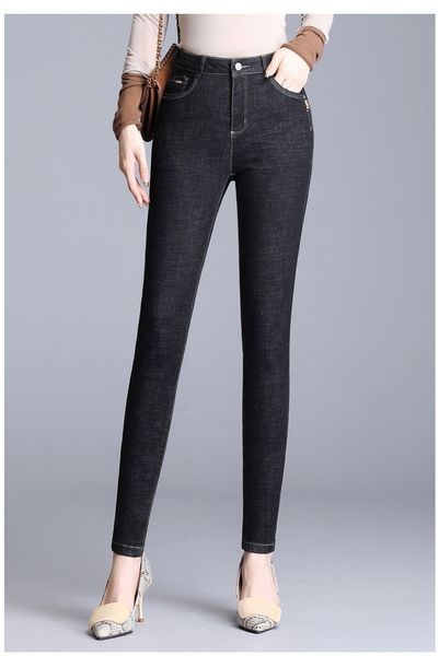 

deep black ms jeans stretch of tall waist foot trousers, Blue