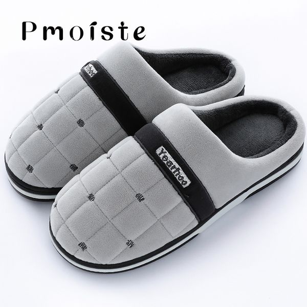 

winter men slippers plus size 56-56 superstar gingham suede comfortable home slippers men solid tpr soft man, Black
