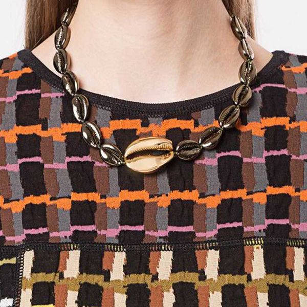 

classic handmade shell choker adjustable vintage rope chain necklace shell pendant accessories 2020 women beach trendy jewelry, Golden;silver