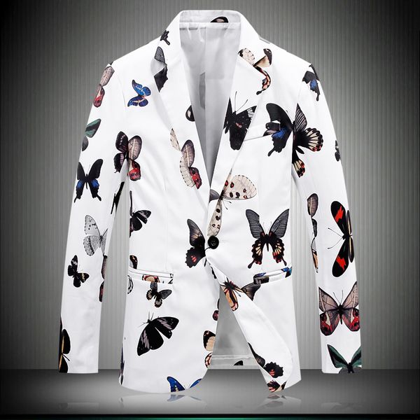 

white men suit jacket 2019 new fashion chinese style wedding dress jacket man butterfly formal prom costume male blazer #875, White;black