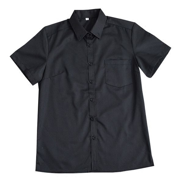 

japanese high school schoolgirl square collar short-sleeve long-sleeve shirt opacity black solid color uniform new jk, White