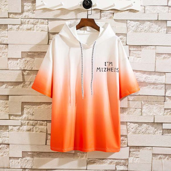 

Men's Hoodies 2020 New Casual Mens Hooded Pullover Sweatshirt Fashion Men Gradient Color Short Sleeves Hoodie 4 Colors Plus Size M-3XL