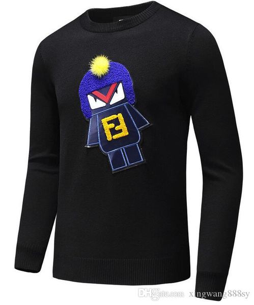 

new fuwa cartoon men's women sweaters fleece cartoon sweater, Black