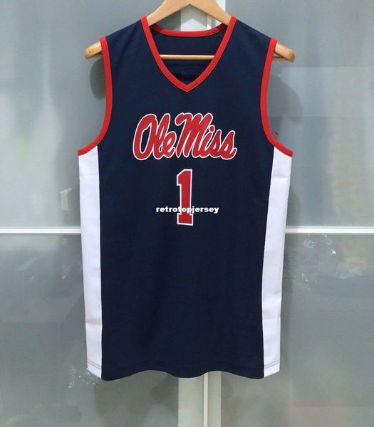 

wholesale ole miss rebels #1 mens basketball game jersey navy t-shirt vest stitched basketball jerseys ncaa, Black;blue