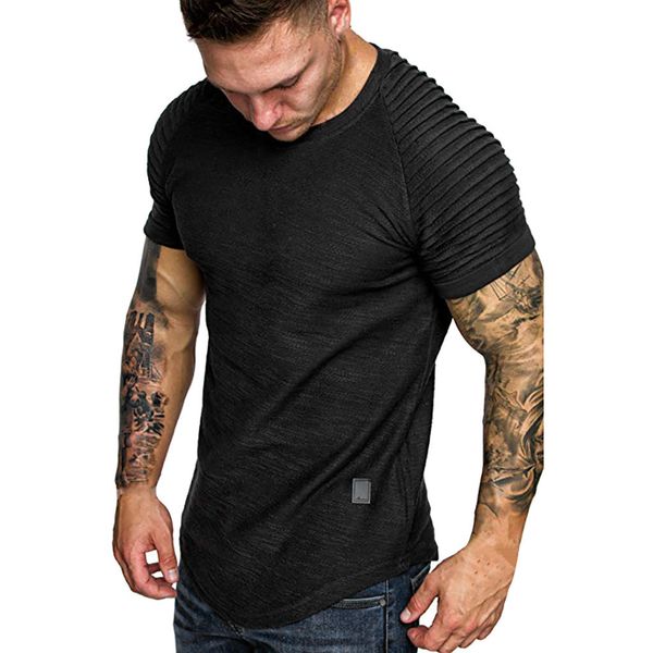 

new men's t shirt summer sports running men's summer pleats gradient pattern casual fashion lapel short sleeve shirt z0408, White;black