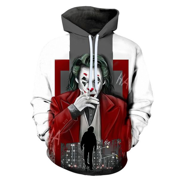 

clown print 3d sweatshirt hoodies men and women hip hop funny autumn streetwear hoodies for both men and women hoodie, Black