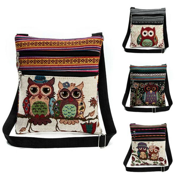

4 styles new coin purse mini wallet holder vintage embroidered owl tote bags women postman package travel bag handbags