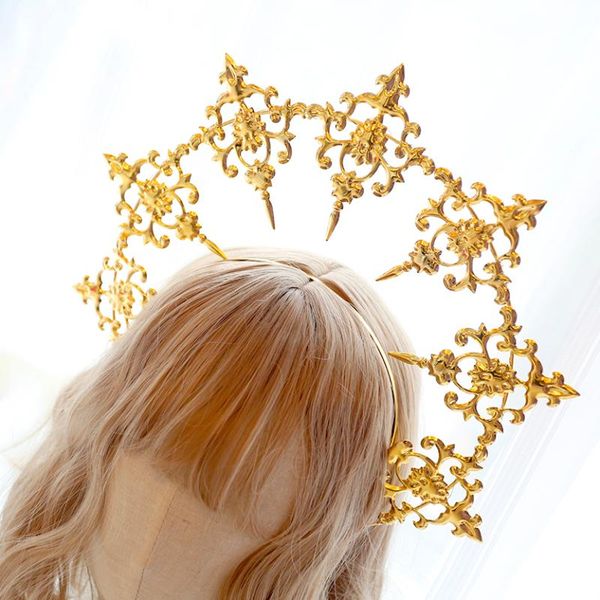 

virgin halo headband halo circle church golden hair accessories catwalk p prop style fashion retro, Golden;white