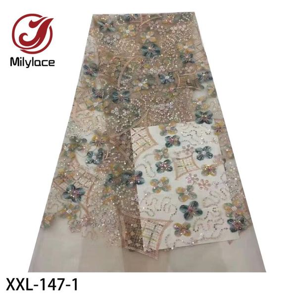 

milylace sequins embroidery lace fabric french tulle lace fabrics wedding dress bridal gown xxl-147, Pink;blue