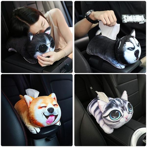 

3d плюшевые мультфильм pet форма автомобиля tissue box салфетка держатель авто интерьер подушка автокресло подлокотника подголовник вс visor