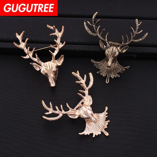 

gugutree brooch breastpin deer leaf patch badges applique patches for clothing hh-94, Black