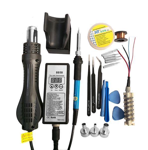 

8858 digital air gun heat gun soldering iron 100-240v lcd display temperature adjustable soldering accessories bga rework