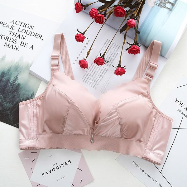 

glossy satin wireless bra set summer women underwear women ruffled bra + ice silk briefs set rk, Red;black