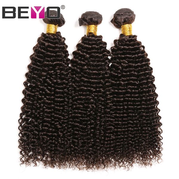 

шатен afro kinky завитых человеческих волосы пучки бразильского волос плетение связка волос remy выдвижение 3 шт / lot 10-26 дюйм # 2 цвет b, Black