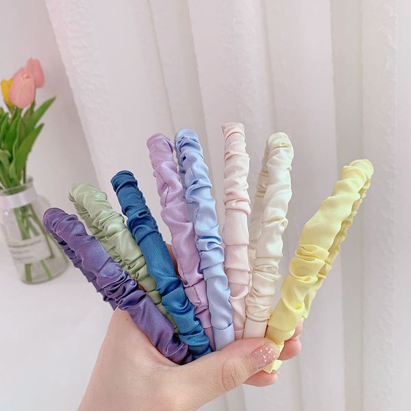 

новый 2020 женщины девушки ободки цвета конфеты fold морщин hairbands сладкий держатель волос headwear ins моды аксессуары для волос
