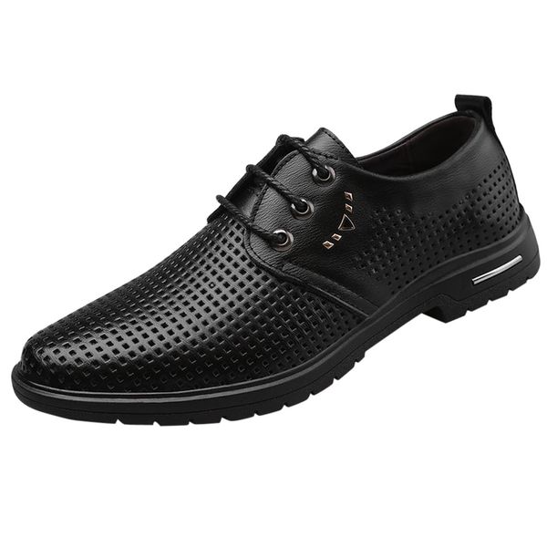 

breathable casual fashion summer shoes men men fashion casual pointed toe oxford leather wedding shoes business shoes#528, Black