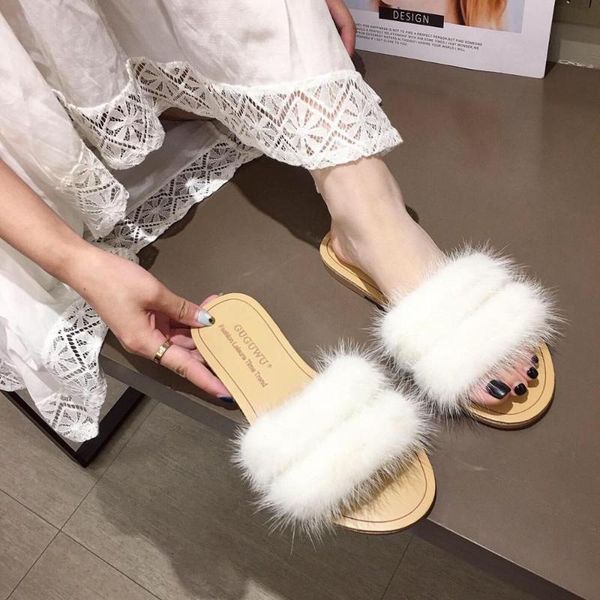 

fur shoes rubber slippers transparent heel slides shose women pantofle low loafers plush soft 2020 summer rome, Black