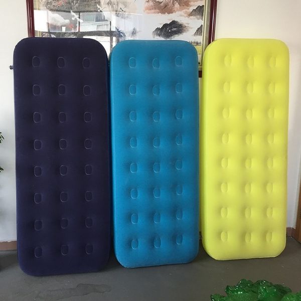 

source manufacturers recommended environmentally friendly pvc inflatable single flocking mattress, outdoor travel camping mattre