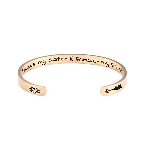 

cazador always my sister&forever my friend magnetic bracelets new design open cuff bangles friendship jewelry women gift, Black