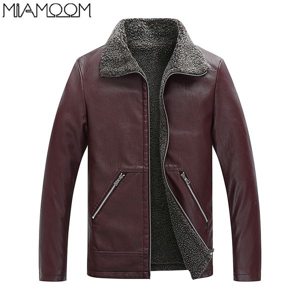 

leather jacket men new men's leather winter warm thick loose men's jacket, Black