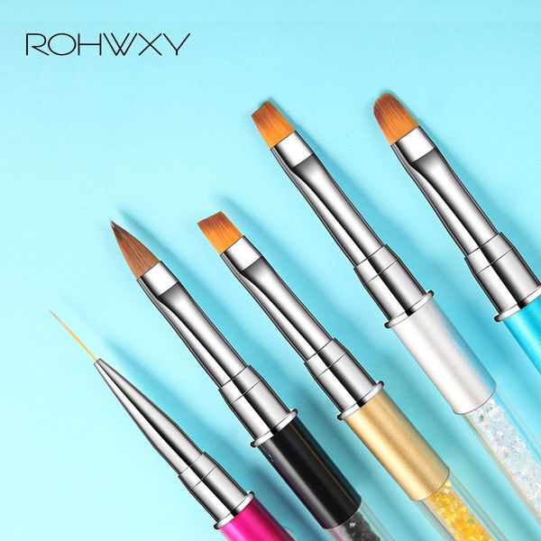 

rohwxy 2019 nail brush nail art manicure brushes set metal acrylic handle line dotting painting design accessories, Yellow