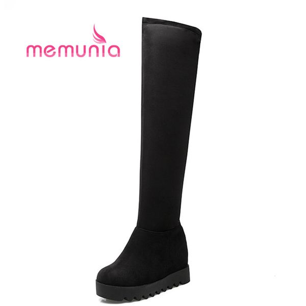 

memunia big size 34-43 women boots extreme high heels fashion platform boots round toe 2018 new over the knee, Black