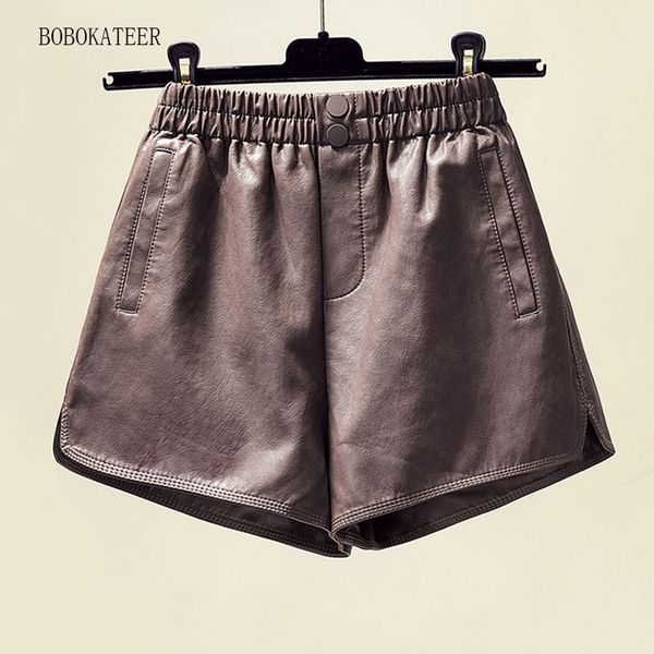 

biker shorts woman shorts high waist plus size winter womens summer leather leather 2020 short pants women, White;black