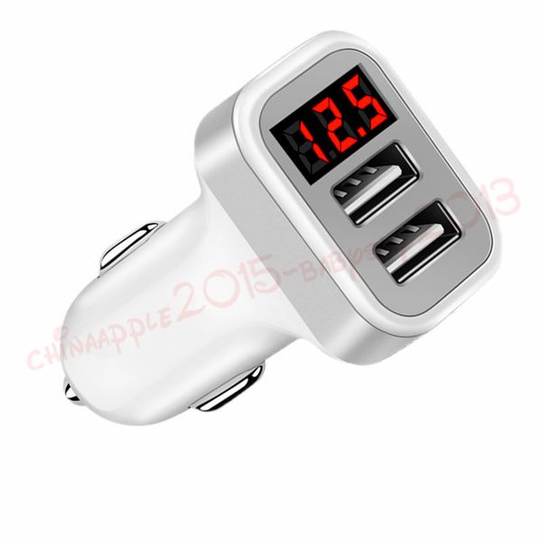 

car charger digital display dual port usb adapter 2.1a car-charger double usb for samsung android phone gps mp3 pc