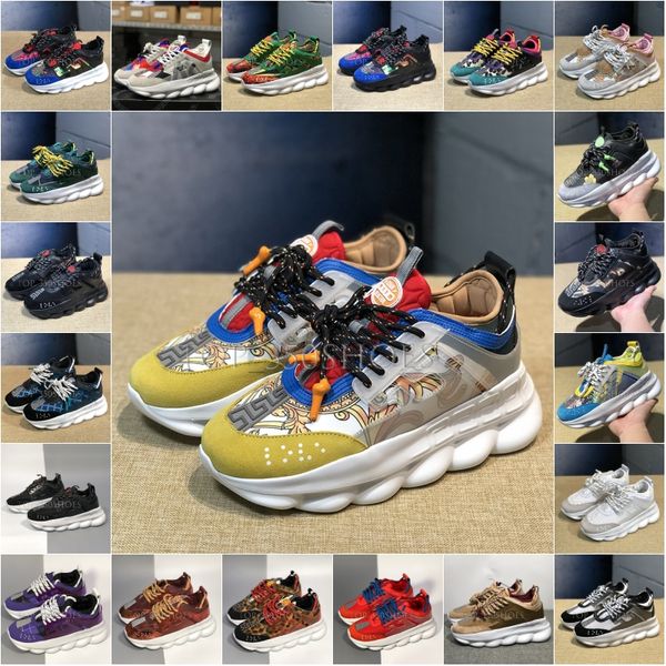 

2019 luxury designer shoes chain reaction multi-color chainz white men women fashion runner sneakers lace-up flats trainers size 36-45, White;red