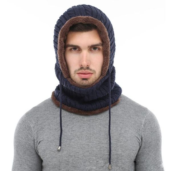 

головные уборы bib шлем двойного назначения зимы трикотажные hat beanie мужчины шарф skullies шапочки зимние шапки для женщин мужские шапки, Black;white