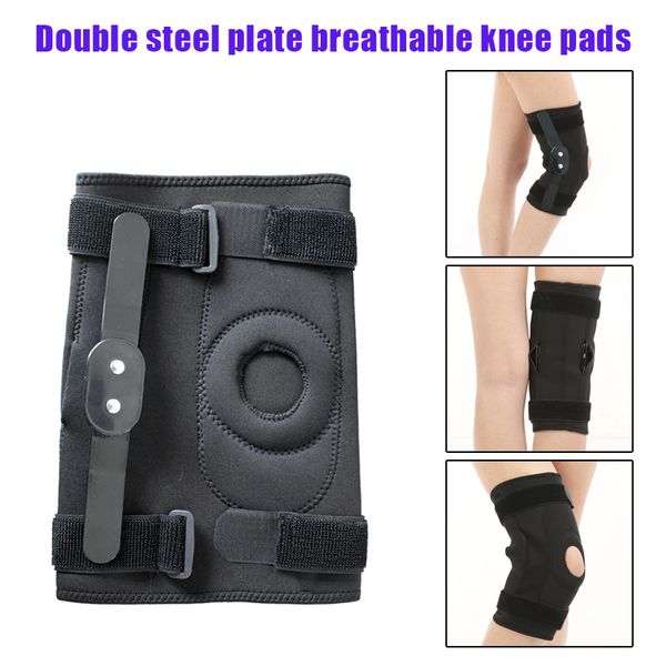 

1pcs professional sports safety knee double plate joint support sports knee pads riding black fdx99, Black;gray