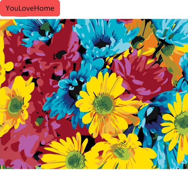 

diy oil painting flowers kits drawing canvas handpainted pictures by numbers home decoration art gift draw on canvas modern home decor