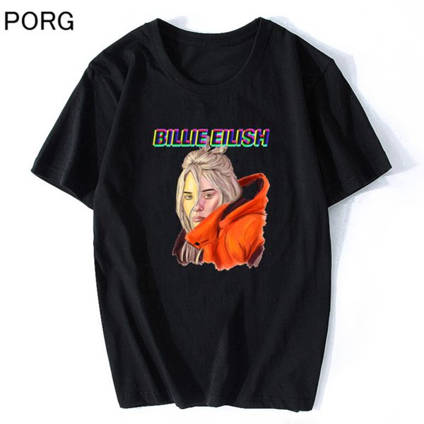 

summer billie eilish t shirt men aesthetic cotton cool vintage funny tumblr be t-shirt harajuku streetwear camisetas, White;black