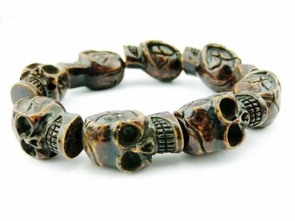 

yqtdmy faux imitation evil skull skeleton hand punk style men women bracelet, Black