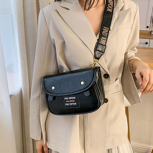 

2020 mini women messenger bags leather women handbag casual letter wide shoulder strap female shoulder crossbody bags tote