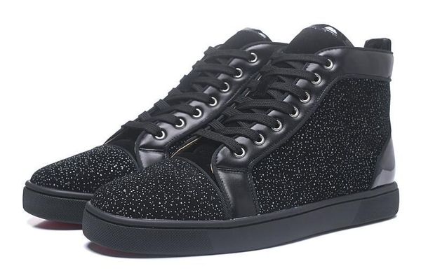 

spikes high red bottom pik pik studded sneakers shoes women men designer flat casual red sole autumn winter casual cs07, Black